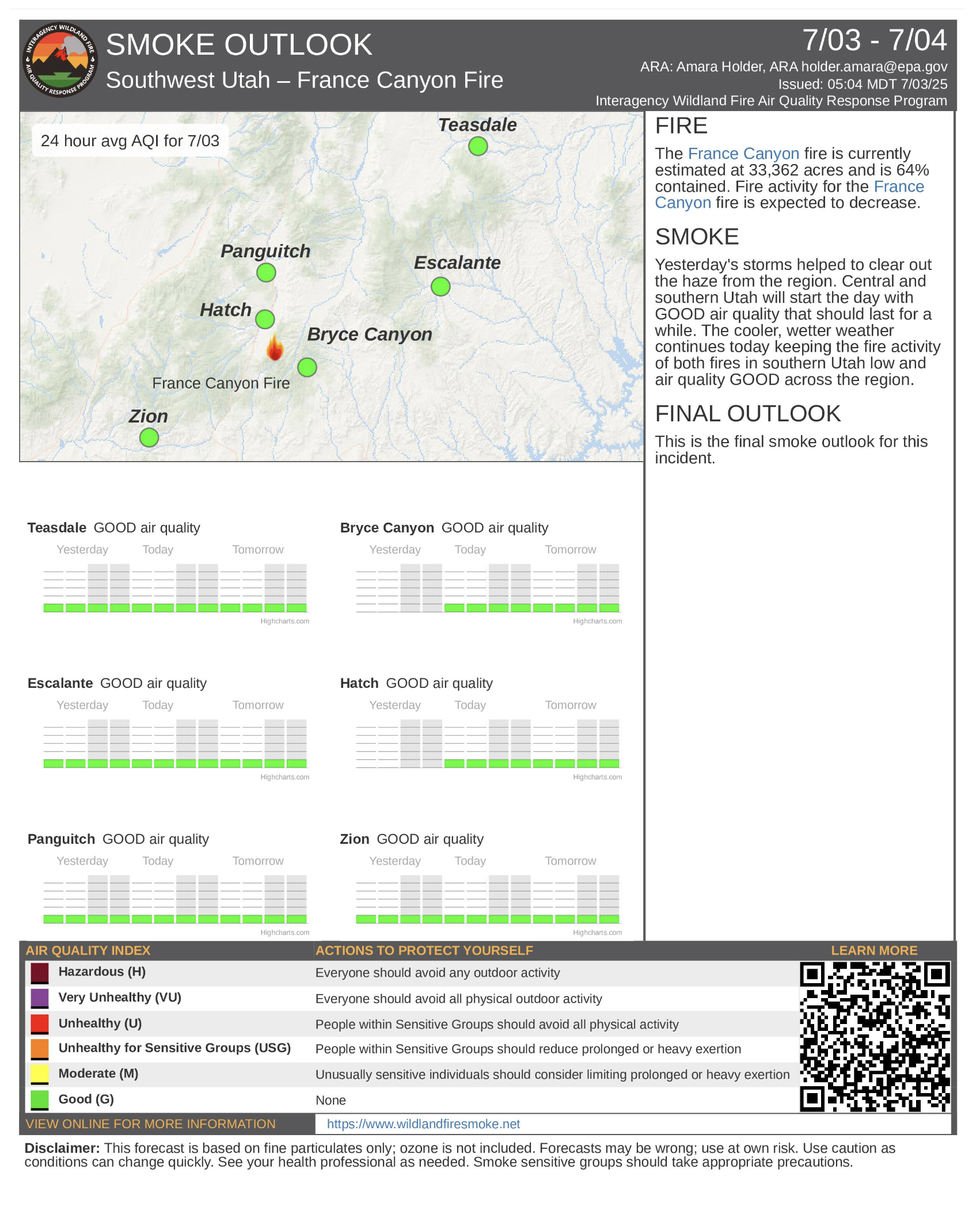 France Canyon Fire Update July 4 2025